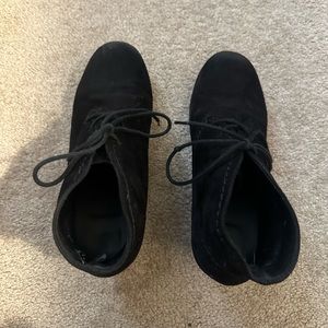 Time and Tru Black Heeled Lace Boots Size: 7